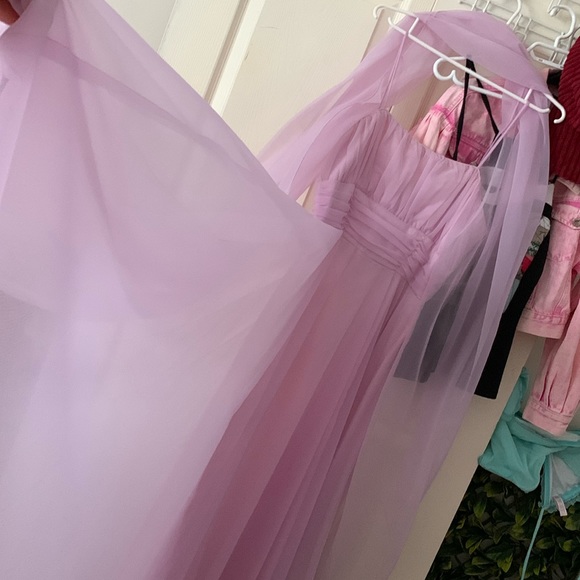 Vtg 60's 70's lilac chiffon full circle ball gown PROM maxi dress S - Picture 7 of 16